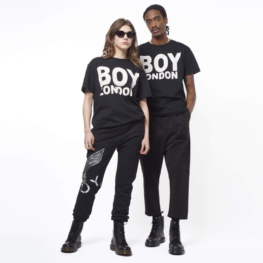 Black Crew Neck Tee with Bold Text